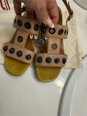 Lanvin Tan Leather Grommet Sandals